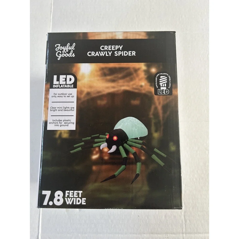 SPIDER HUGE LED INFLATABLE NEW OUTDOOR‎ USE HALLOWEEN 7.8 FEET WIDE JOYFUL GOODS